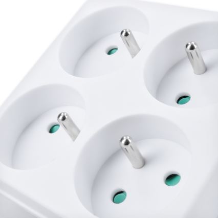 Разклонител с 4 гнезда 10A, бял