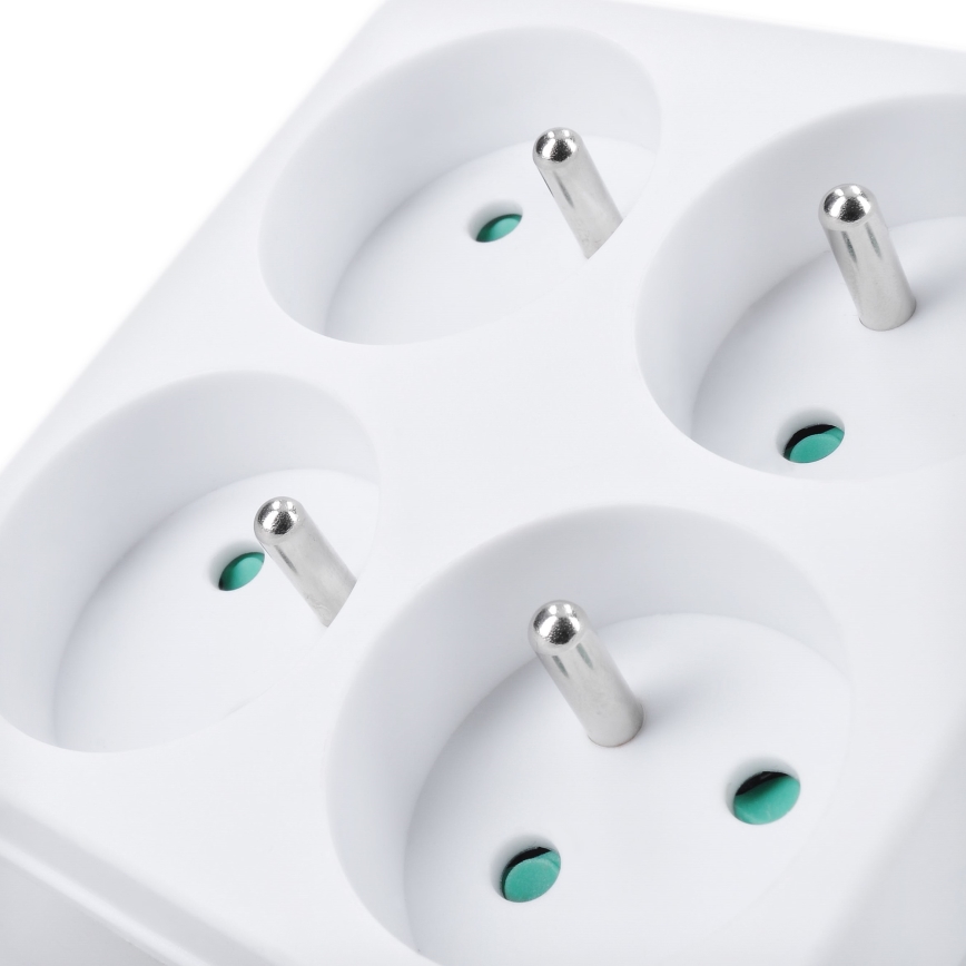 Разклонител с 4 гнезда 10A, бял