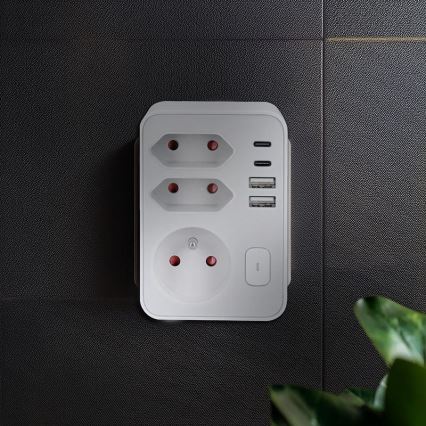 Разклонителна розетка 1x16A + 2x2,5A с 2x USB A+C зарядно, бяла