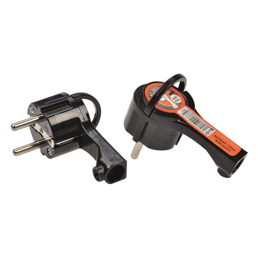 Ъглов щепсел 230V/16A черен