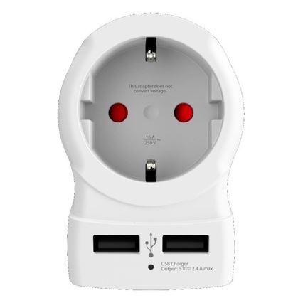 Адаптер за пътуване за Обединеното Кралство 230V + 2 бр. USB порт