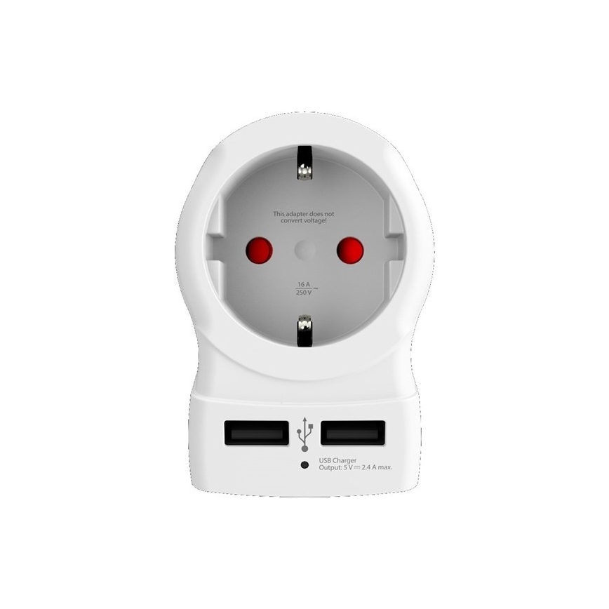 Адаптер за пътуване за Обединеното Кралство 230V + 2 бр. USB порт