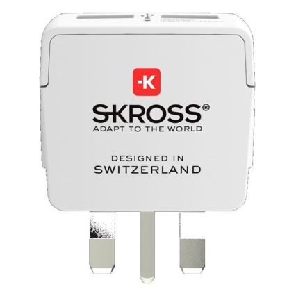 Адаптер за пътуване за Обединеното Кралство 230V + 2 бр. USB порт