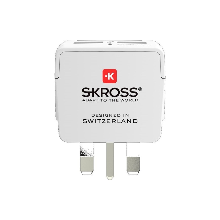 Адаптер за пътуване за Обединеното Кралство 230V + 2 бр. USB порт