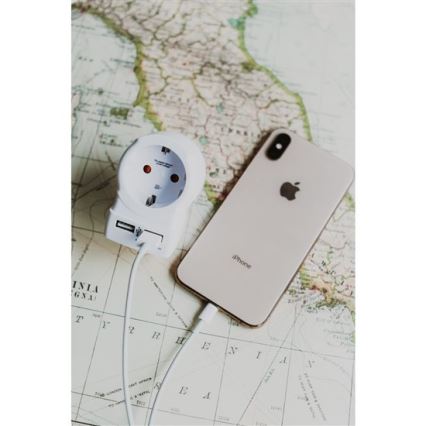 Адаптер за пътуване за САЩ 230V + 2бр. USB порт