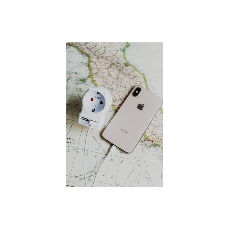 Адаптер за пътуване за САЩ 230V + 2бр. USB порт
