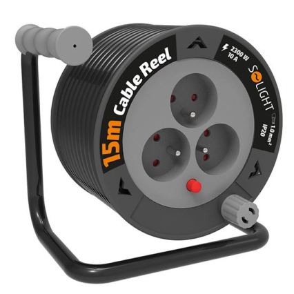 Удължител на макара с 3 гнезда, 12 м