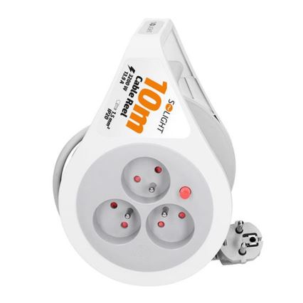 Удължител на макара с 3 гнезда, 10 m