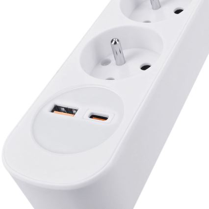 Удължителен кабел с ключ 3Z с USB A+C за зареждане 3 м