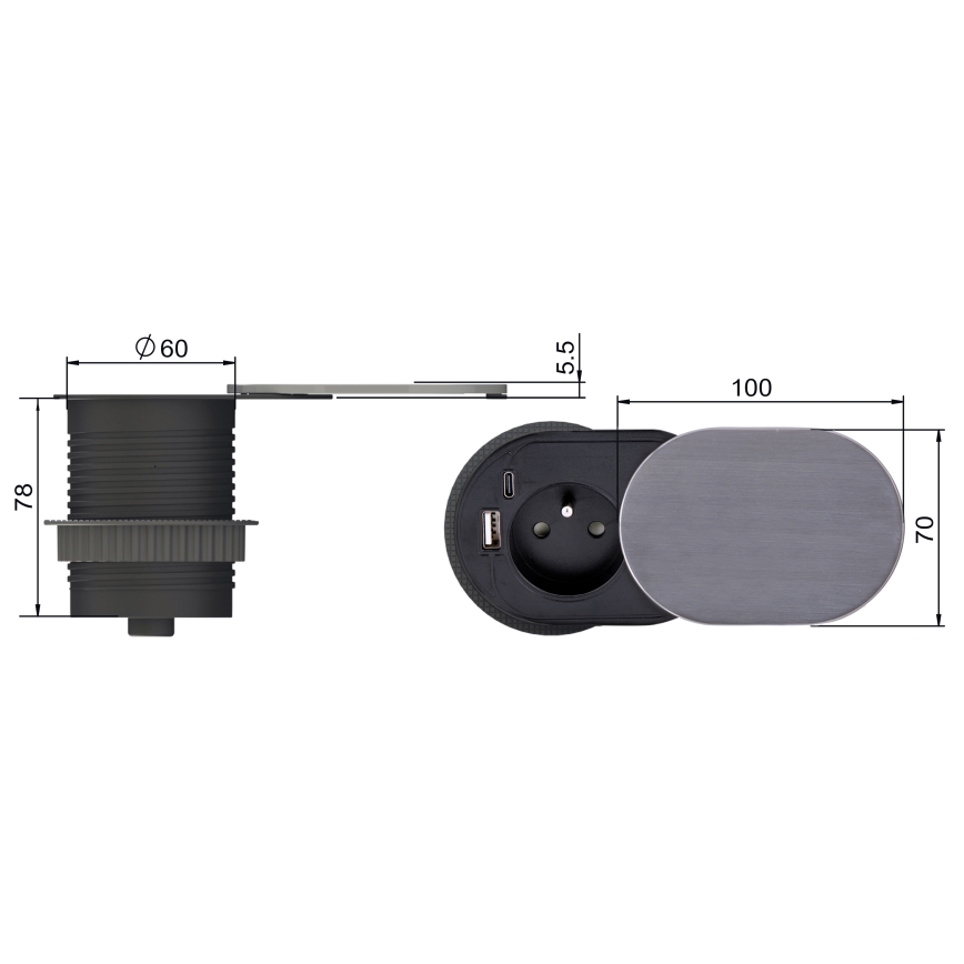 Вграден контакт 1Z + USB A+C