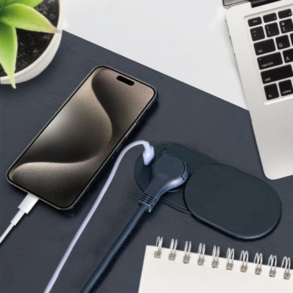 Вграден контакт с плъзгащ капак, 20W, 1x контакт + USB A+C, черен