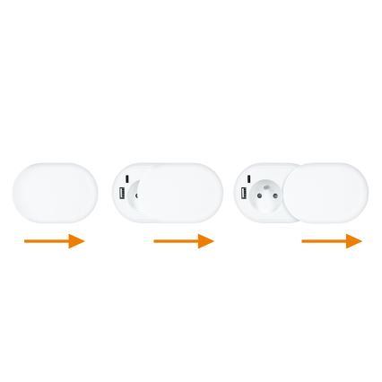 Вградена розетка с безжично зареждане 20W 1 гнездо + USB A+C бяла