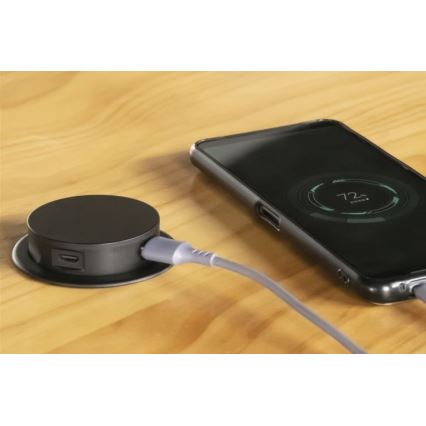 Настолен модул с контакти 3x230V + 2xUSB черен