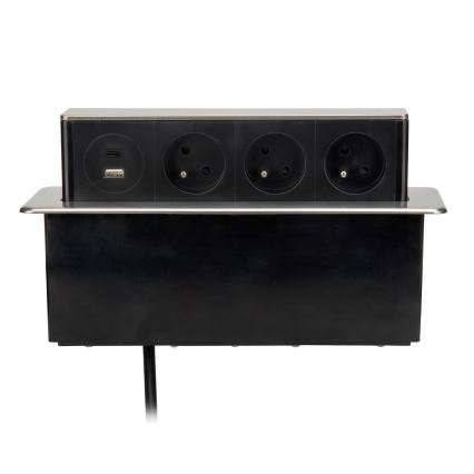 Колонка с контакти за плот на бюро 3x230V + USB-A + USB-C