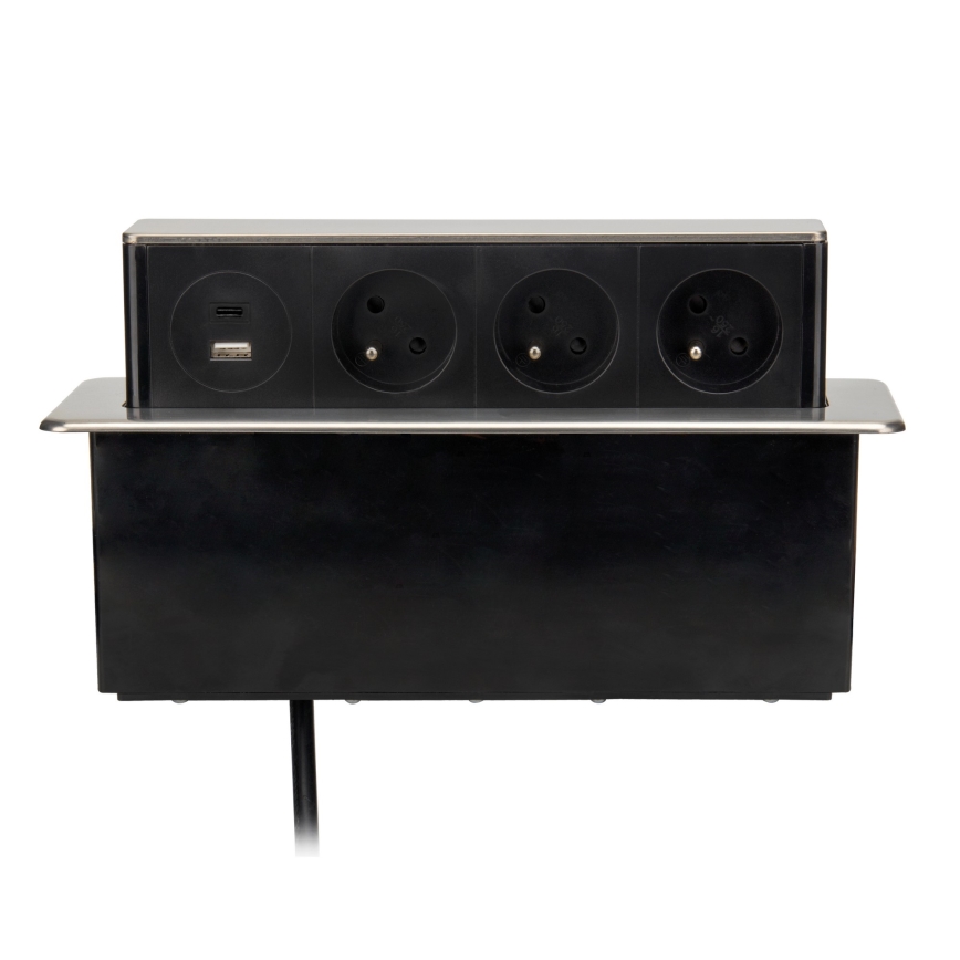 Колонка с контакти за плот на бюро 3x230V + USB-A + USB-C