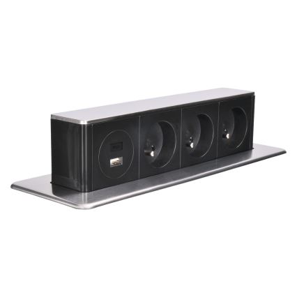 Колонка с контакти за плот на бюро 3x230V + USB-A + USB-C
