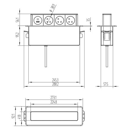 Колона с контакти за маса 3x230V + USB-A + USB-C