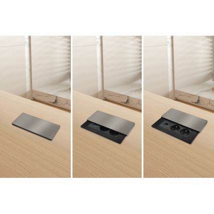 Вградена розетка с безжично зареждане 20W, 2 гнезда + USB-A + USB-C