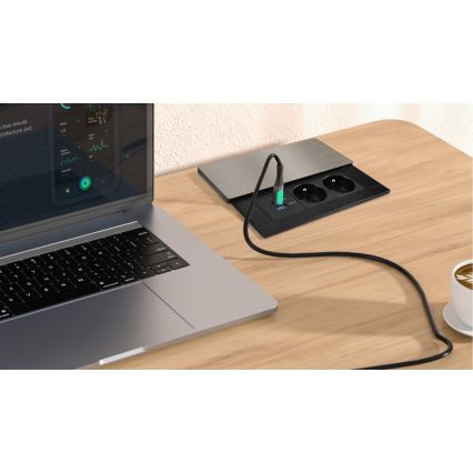 Вградена розетка с безжично зареждане 20W, 2 гнезда + USB-A + USB-C
