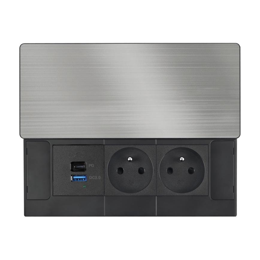 Вградена розетка с безжично зареждане 65W, двойна + USB-A + USB-C