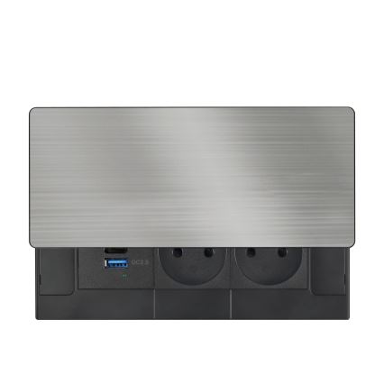 Вградена розетка с безжично зареждане 65W, двойна + USB-A + USB-C