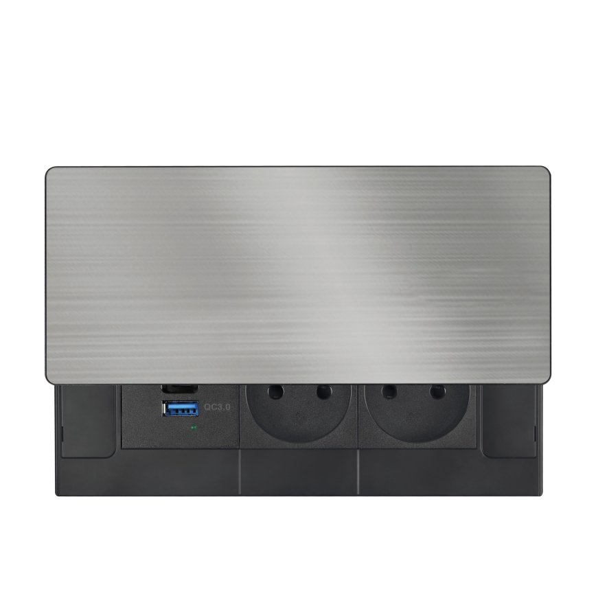 Вградена розетка с безжично зареждане 65W, двойна + USB-A + USB-C
