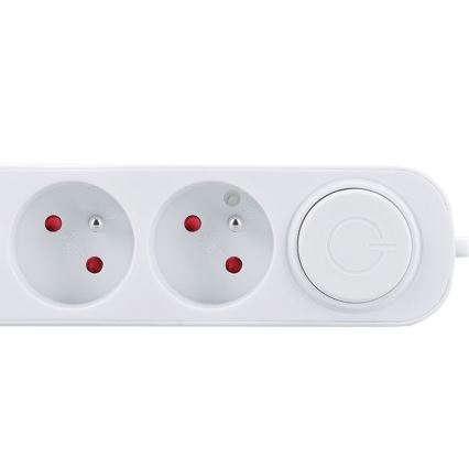Удължител 3 м с ключ, 5 гнезда и USB A+C за зареждане