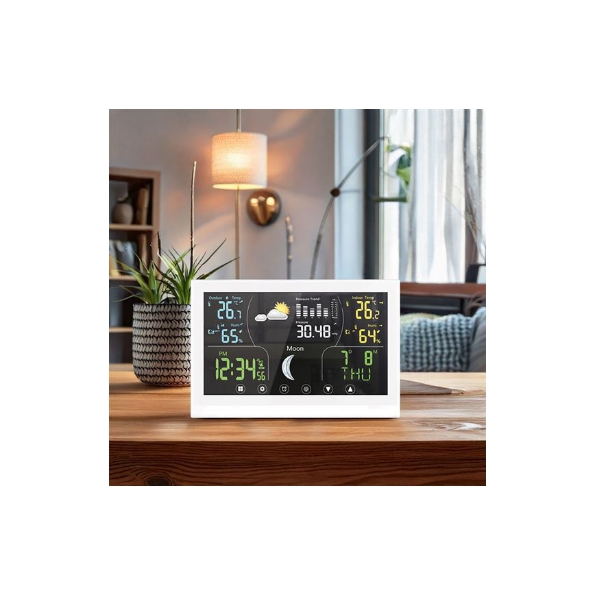 Метеостанция с цветен дисплей 5V/2xAAA бяла