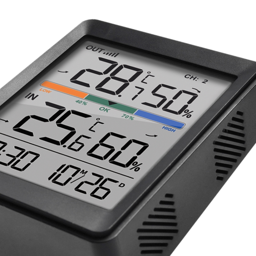 Метеорологична станция с будилник 2xAAA + 2xAAA черна