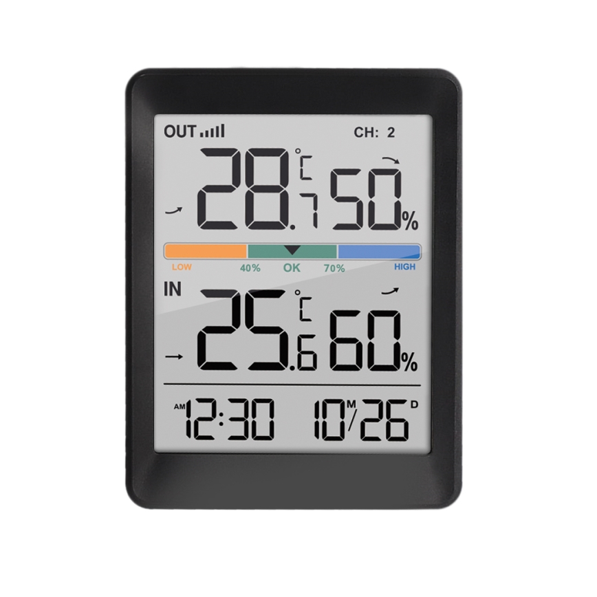 Метеорологична станция с будилник 2xAAA + 2xAAA черна