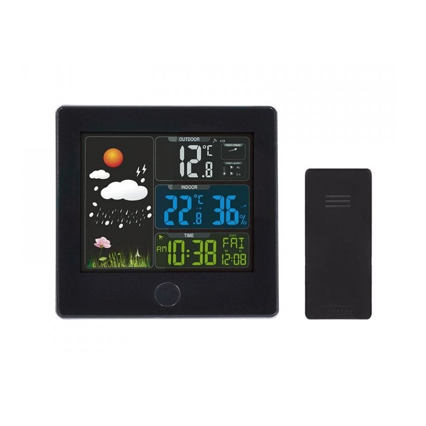 Метеорологична станция с LCD дисплей 230V/2xAAA + 2xAAA черен