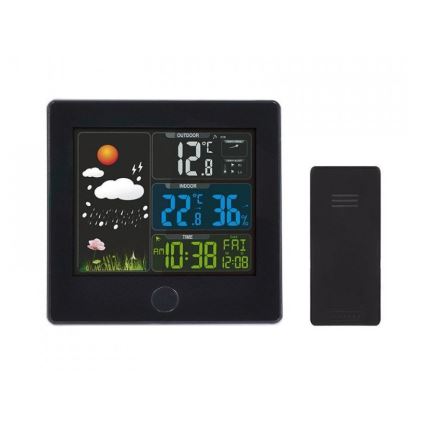 Метеорологична станция с LCD дисплей 230V/2xAAA + 2xAAA черен