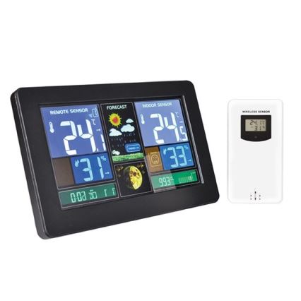 Метеорологична станция с LCD дисплей USB 5V/2xAAA + 2xAAA зареждане черен