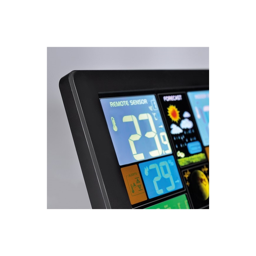 Метеорологична станция с LCD дисплей USB 5V/2xAAA + 2xAAA зареждане черен