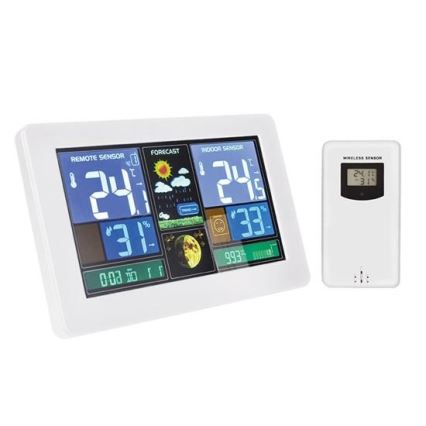 Метеорологична станция с LCD дисплей USB зареждане 2xAAA/5V + 2xAAA бял