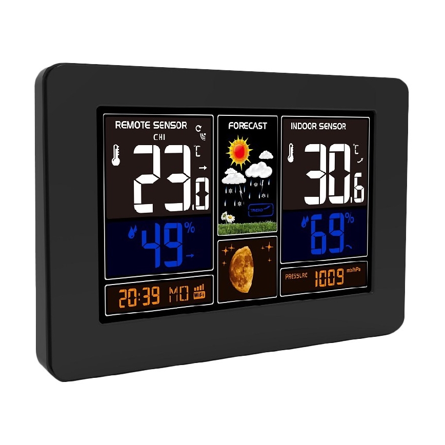 Метеорологична станция с цветен LCD дисплей 2xAA/5V + 2xAA Wi-Fi Tuya