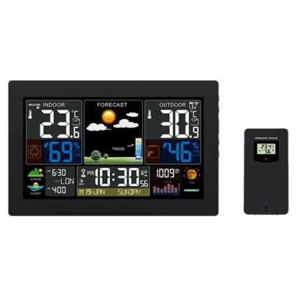 Метеорологична станция с цветен LCD дисплей 230V/2xAA + 2xAA