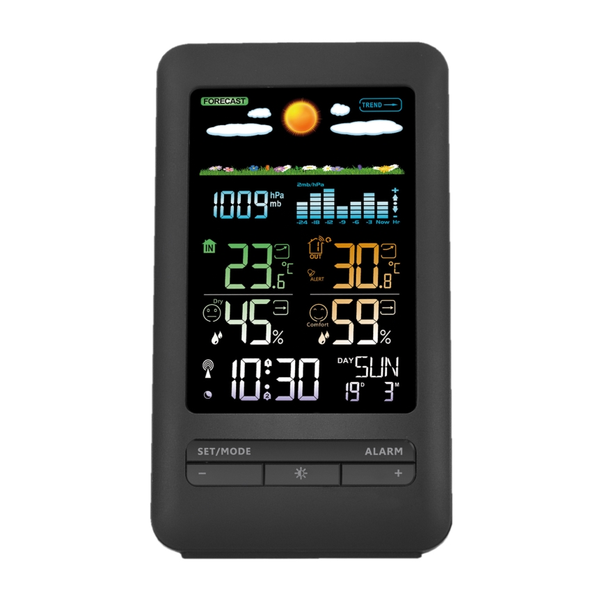 Метеорологична станция с LCD дисплей 2xAA + 2xAA черен