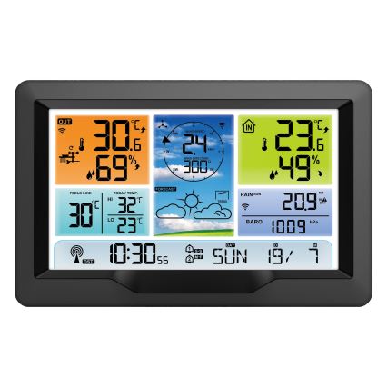 Професионална метеорологична станция с цветен LCD дисплей и будилник 5V/2xAA + 3xAA
