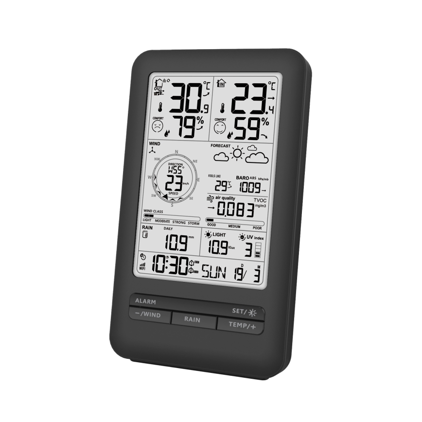 Професионална метеорологична станция с LCD дисплей 5V/2xAA + 3xAA + 2xAA Wi-Fi Tuya