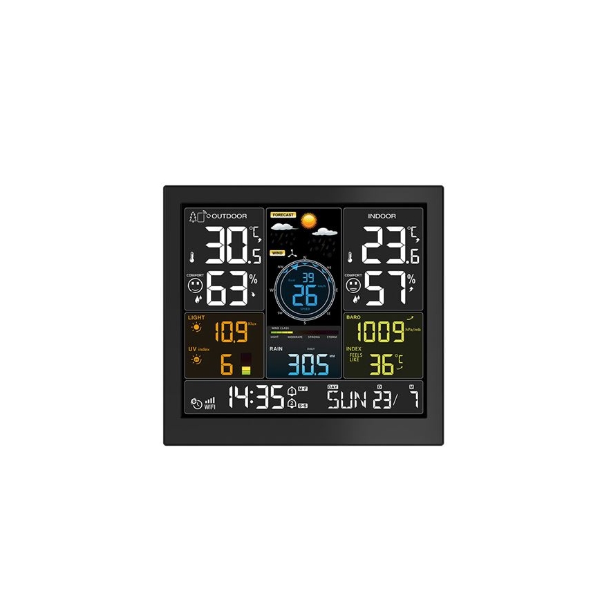 Професионална метеостанция с LCD дисплей 5V/2xAA + 3xAAA Wi-Fi