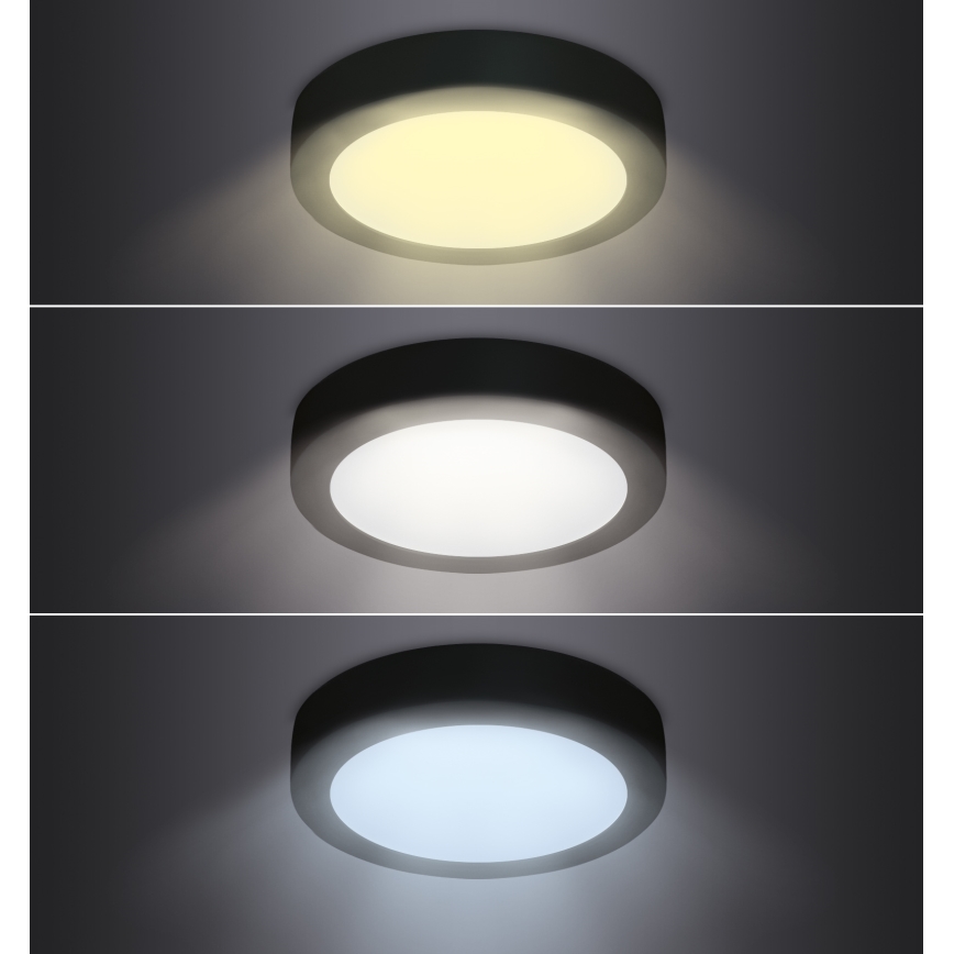 LED Плафониера LED/18W/230V 3000/4000/6000K черен кръгъл