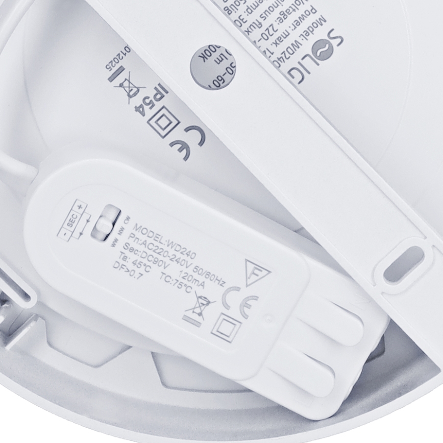 LED панел 2 в 1 за повърхностен/вграден монтаж LED/12W/230V 3000/4000/6000K Ø17 см IP54 сребрист