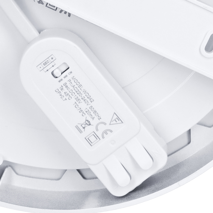 LED панел 2 в 1, повърхностно монтиран/вграден, 18W/230V, 3000/4000/6000K, Ø 22,5 cm, IP54, сребрист