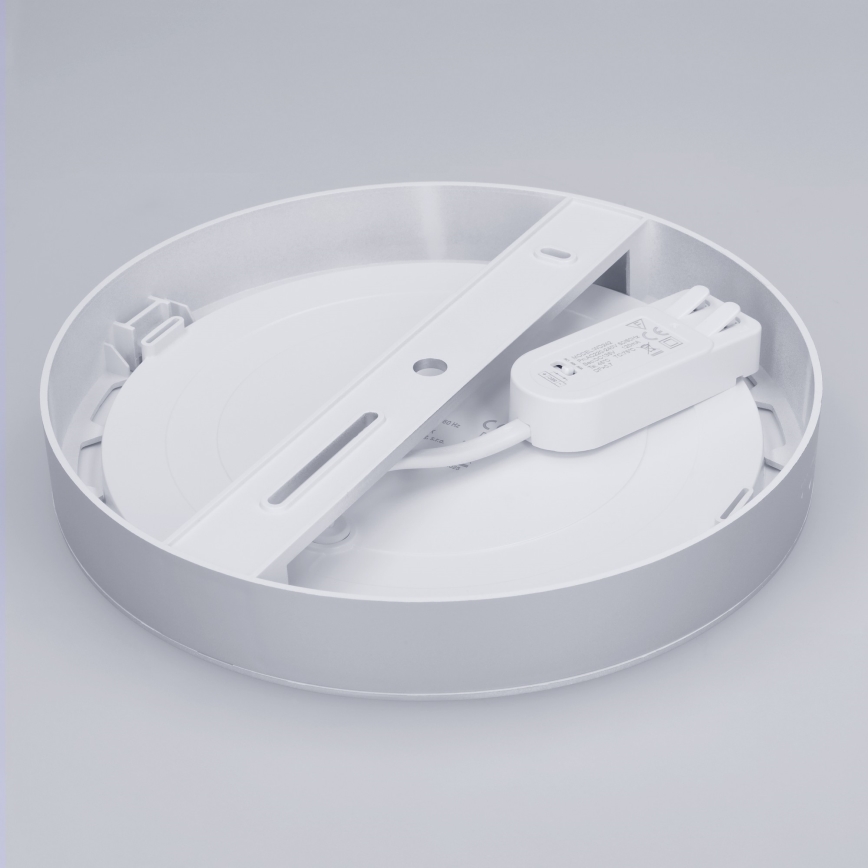 LED панел 2 в 1, повърхностно монтиран/вграден, 18W/230V, 3000/4000/6000K, Ø 22,5 cm, IP54, сребрист