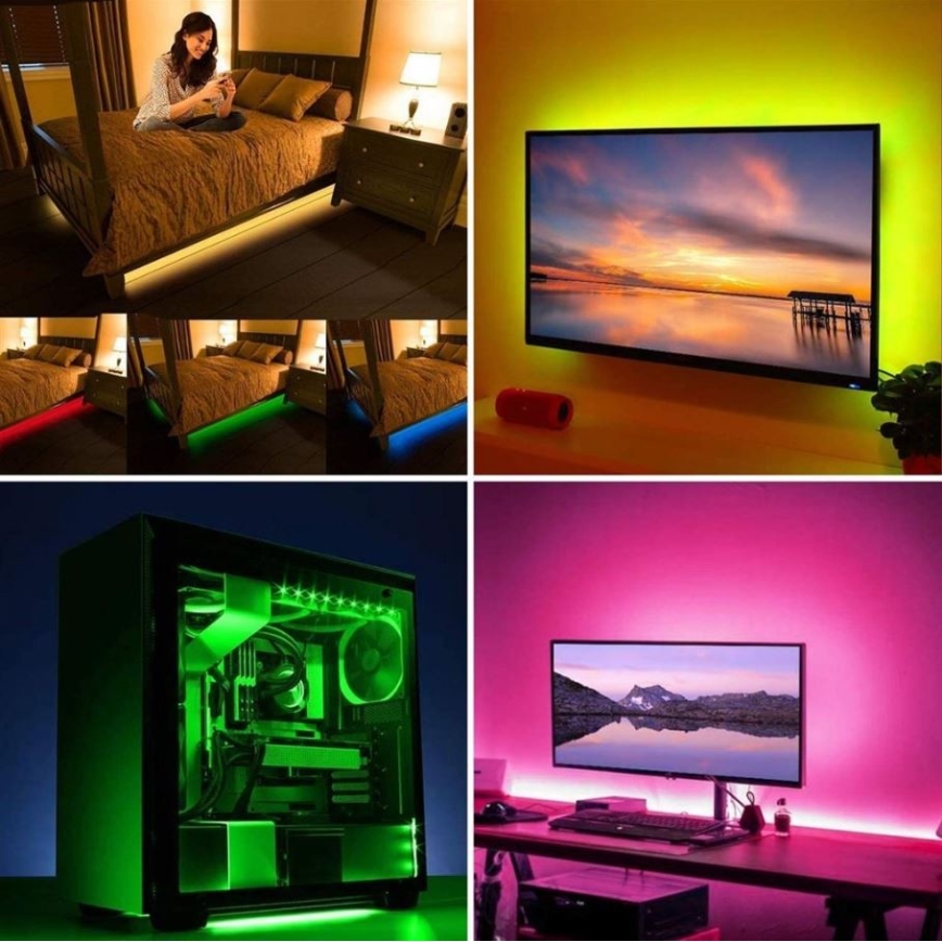 LED RGB Димируема лайсна за телевизор LED/6W/5V Wi-Fi Tuya + дистанционно управление