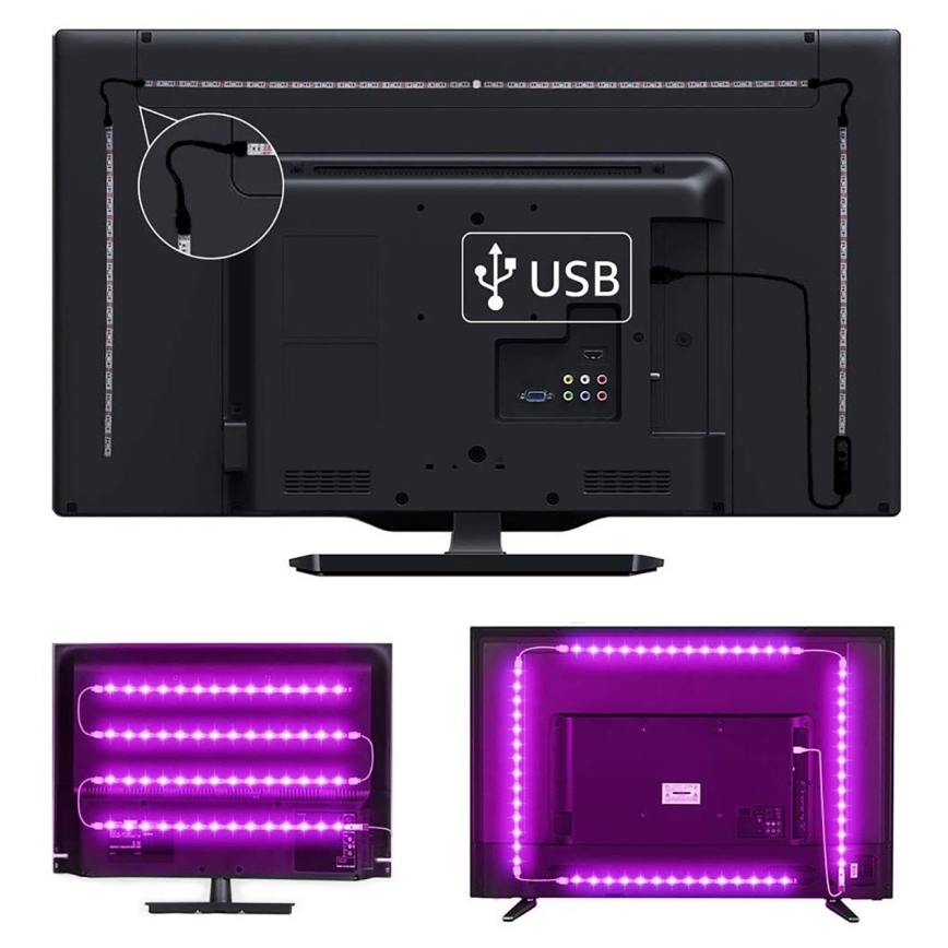 LED RGB Димируема лайсна за телевизор LED/6W/5V Wi-Fi Tuya + дистанционно управление