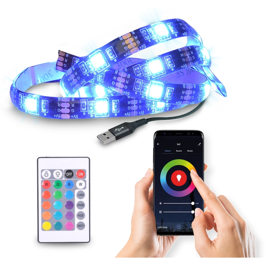 LED RGB Димируема лайсна за телевизор LED/6W/5V Wi-Fi Tuya + дистанционно управление