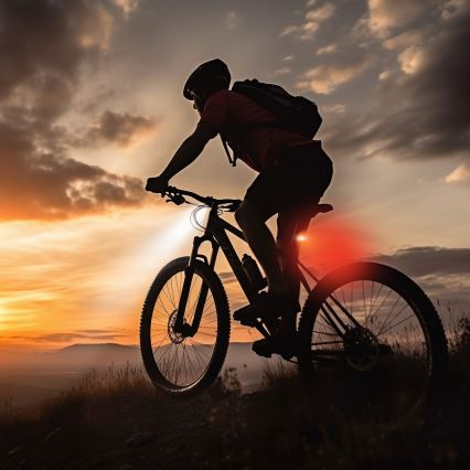 КОМПЛЕКТ 2x LED регулируемо презареждаемо велосипедно осветление 350 mAh IP44 червено/бяло