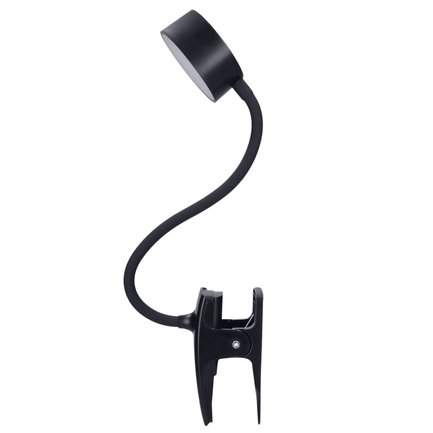 LED Димируем гъвкав акумулаторен настолна лампа с щипка LED/2W/1800 mAh 3000/4000/6500K черен